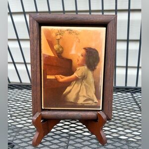 The Exquisite Art of Bessie Pease Gutman Tile in wooded frame Vintage